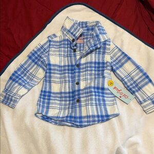 Cat & Jack Blue and White Plaid Button-Down Shirt